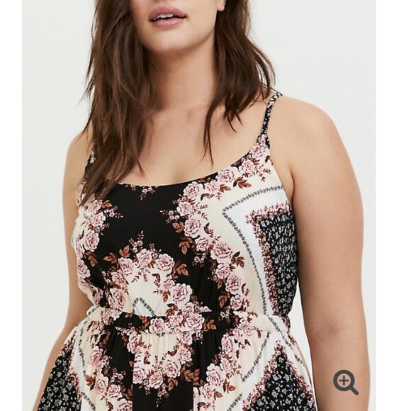 NWT Torrid scarf challis shirred hem midi dress - Picture 2 of 9